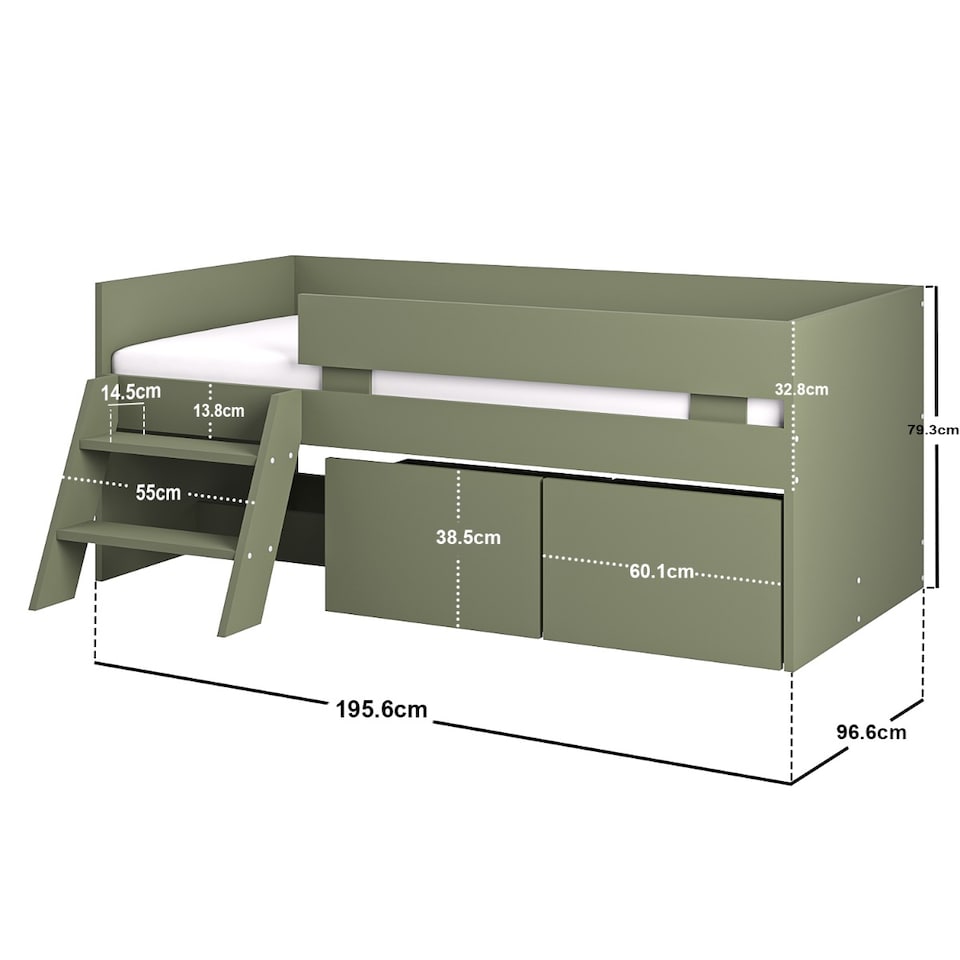 image 1 of Flair Logan Single Storage Low Sleeper Green Bed