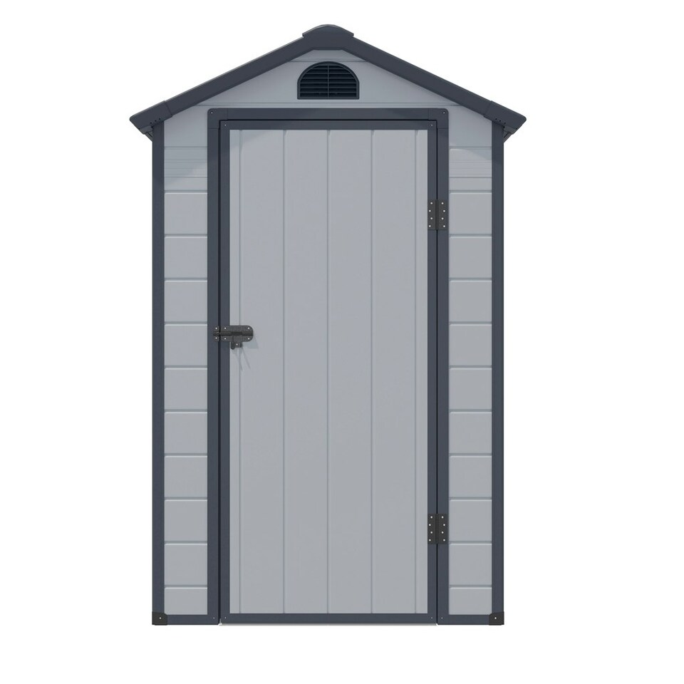 image 1 of 4 x 3 (1.34m x 1.04m) Single Door Apex Plastic Shed - Light Grey