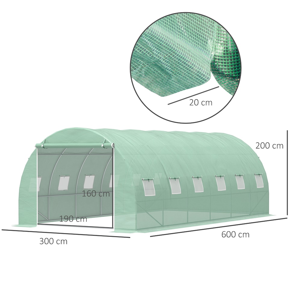 image 1 of Outsunny Greenhouse Polytunnel Walk-in Flower Plant Steel 6 x 3 M Outdoor