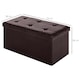 image 3 of HOMCOM Folding Faux Leather Storage Cube Ottoman Bench Seat PU Rectangular Footrest Stool Box Brown | Brown | 1