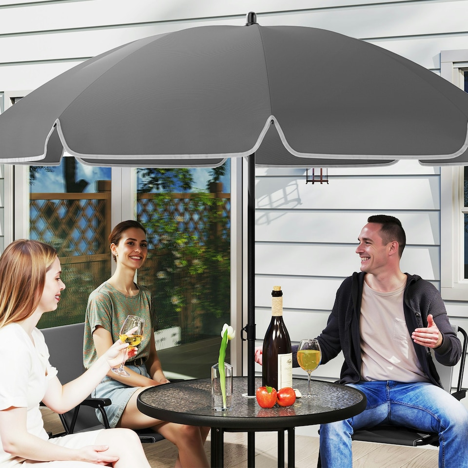image 1 of Outsunny 6 Pieces Garden Furniture Set with Parasol, Folding Chairs, Cream