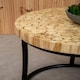 image 2 of Interiors by Premier Round Teak Table with Black Iron Frame, Rustic Teak‑Inlaid Top & Minimalist Iron Base Brown