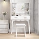 image 1 of HOMCOM Dressing Table with LED Lighted Mirror and Cushioned Stool White | White | White