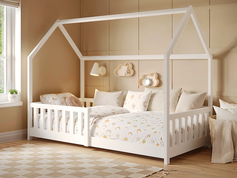 image 1 of Flair Explorer Play House Floor Bed with Rails White Wooden