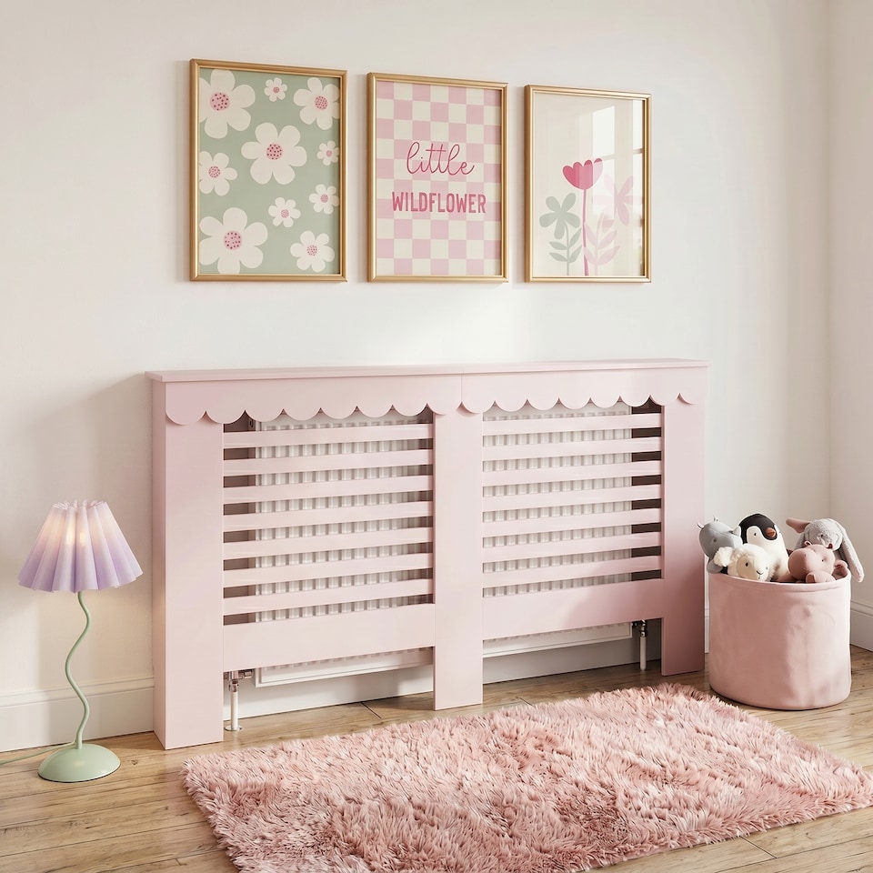 image 1 of OHS Scallop Radiator Cover Engineered Wood Side Board Shelf - Large