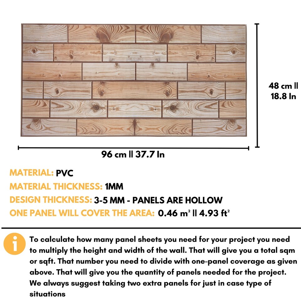 image 1 of NOVECRAFTO Faux Wood Wall Panels – 6 PVC Sheets, Covers 2.76 sqm (29.76 sq ft), 96x48cm Each – Natural Oak Wood Effect Cladding, Moisture Resistant