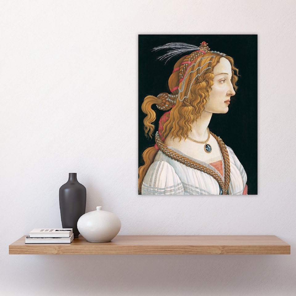 image 1 of Idealized Portrait of a Lady Botticelli Vintage Huge Wall Art Print 18X24 In