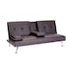 image 1 of Odeon Faux Leather Click-Clack Sofa Bed with Cup Holders & Chrome Legs - Brown | Brown | Brown | 1