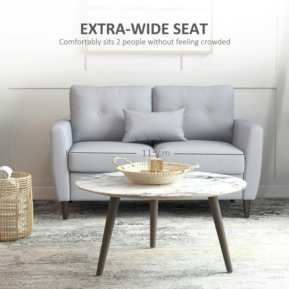 image 1 of HOMCOM Modern Chic Loveseat with Armrest Spring Padding, Light Grey