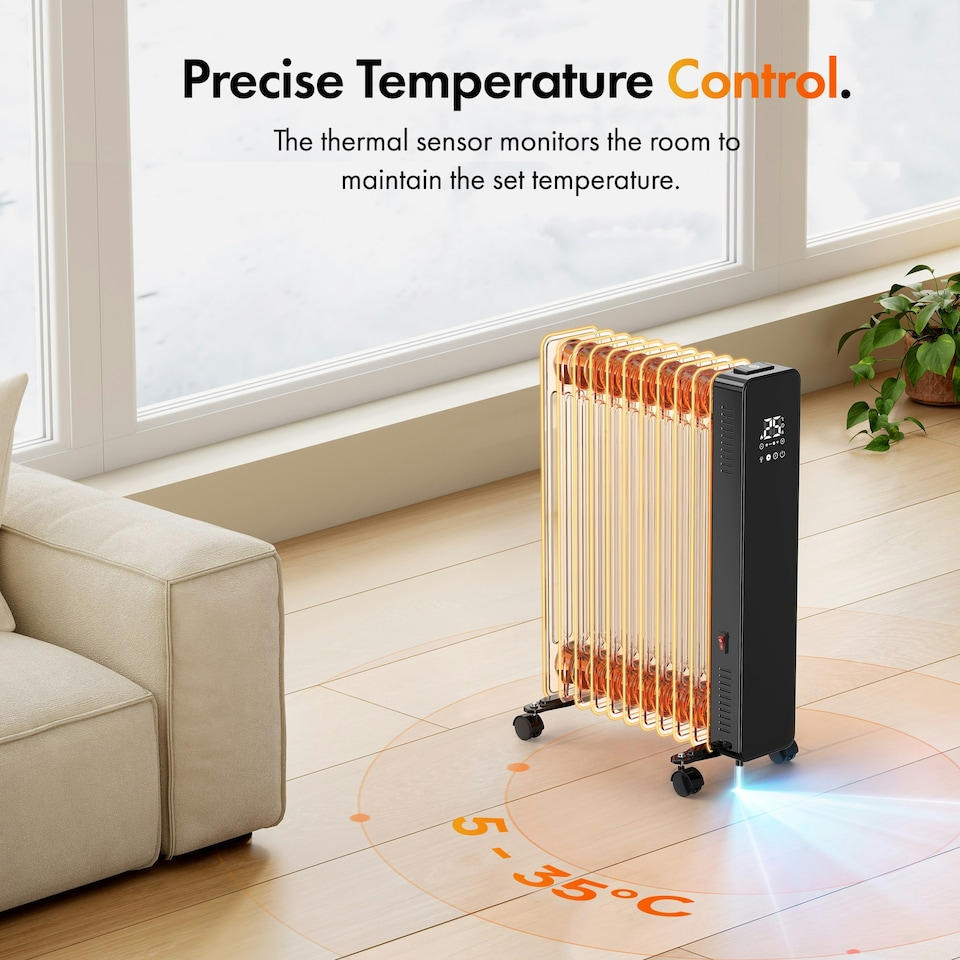 image 1 of VonHaus Oil Filled Radiator Digital Portable Electric Heater