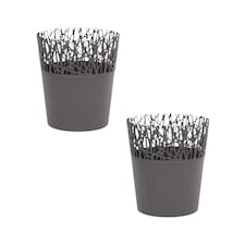 Mini Plastic Flower Planter Pots - 128x113x113 cm | Grey | Grey & Set of 2 | 2