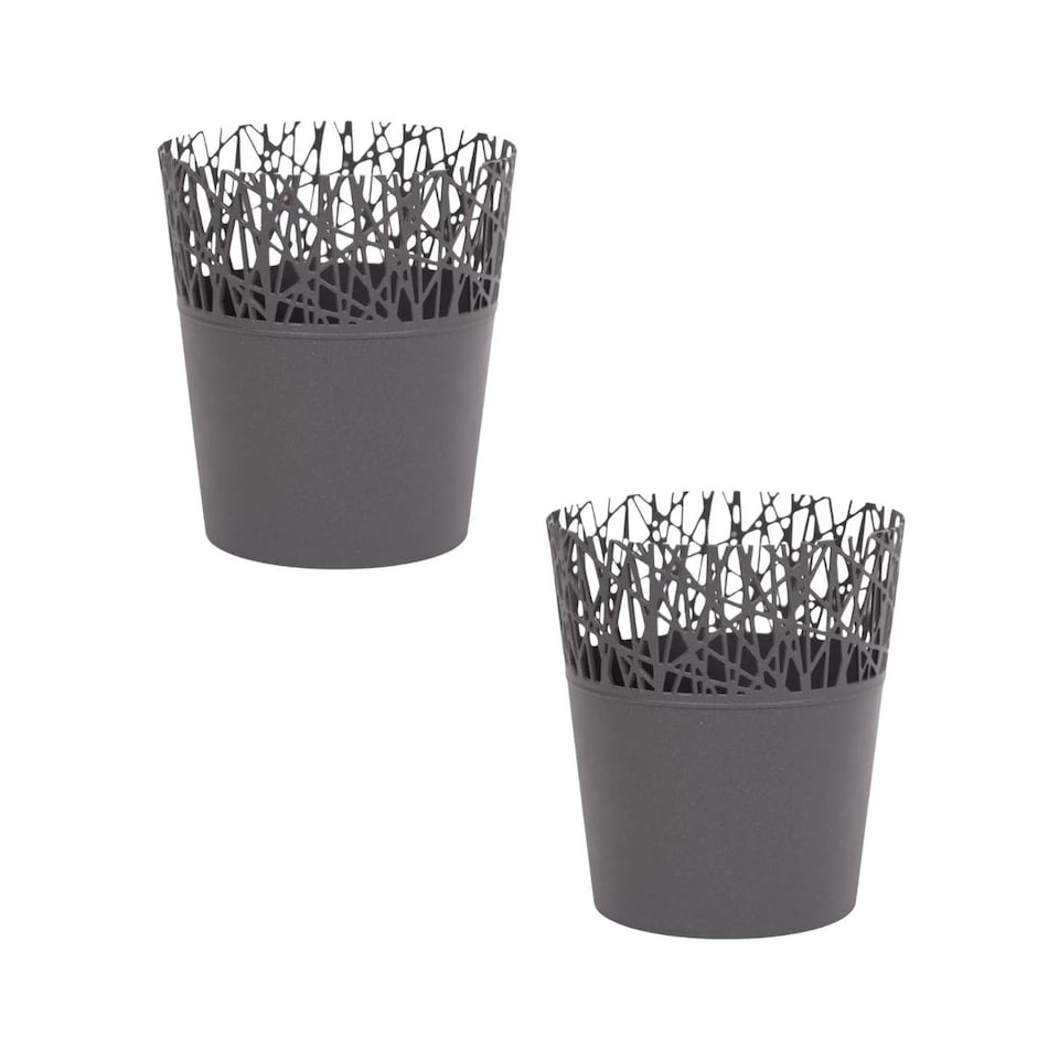 image 1 of Mini Plastic Flower Planter Pots - 128x113x113 cm | Grey | Grey & Set of 2 | 2