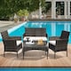 image 1 of Grey 4 Seater Rattan Dining Set with Soft Cushions