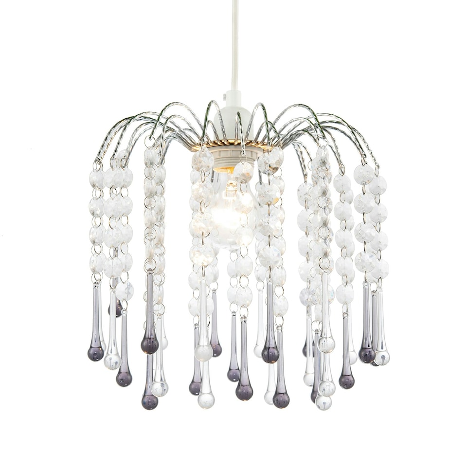 image 1 of Classic Waterfall Pendant Shade with Clear and Smoked Black Acrylic Black