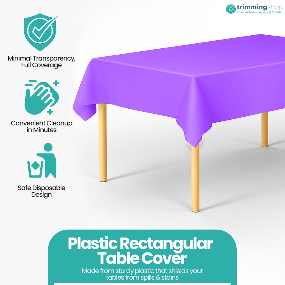image 1 of Disposable Plastic Table Cover, Table Liner - 54" x 72"