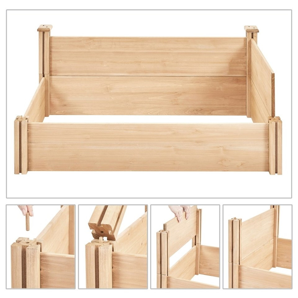 image 1 of Yaheetech Wooden Raised Garden Bed Wood