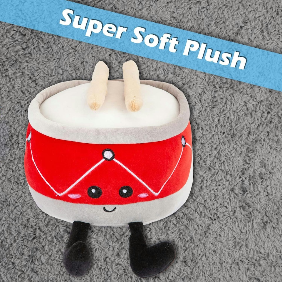 image 1 of Drum Soft Toy Cute Plushie Huggable Cuddly Stuffed Toy 27cm Red