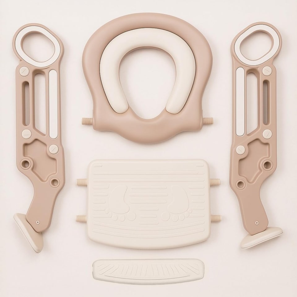 image 1 of Straame Toddler Toilet Ladder Seat - (White-Pink)