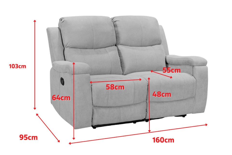 image 1 of Chenille Fabric Dark Grey 2 Seater Manual Recliner Sofa VISCONTI