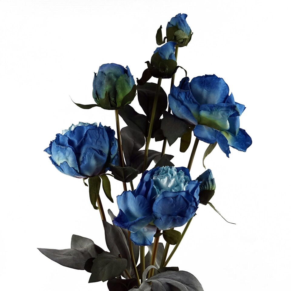 image 1 of 55cm Blue Peony Artificial Flowers Spray - 4 Flowers 3 Buds