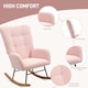 image 10 of HOMCOM Rocking Chair, Modern Armchair with Backrest for Bedroom, Light Pink Cream