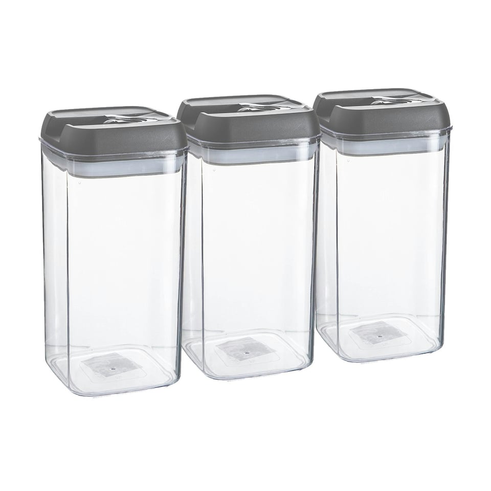 image 1 of Argon Tableware Flip Lock Plastic Food Storage Containers - 1.2 Litre - Grey - Pack of 3