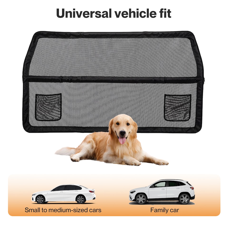 image 1 of Skylos Dog Car Barrier Net Mesh Dog Guard Safety Boot Back Seat Pet Barrier