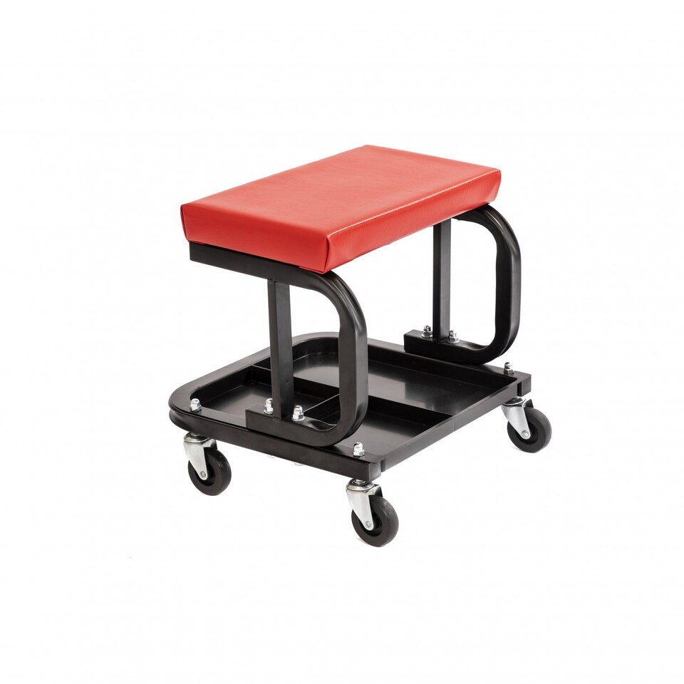 image 1 of Heavy Duty Garage Stool Rolling Mechanics Chair Crawling Seat | Red
