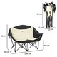 image 5 of Outsunny Double Camping Chair for Adults with Armrests, Cup Holders, Khaki Cream | Khaki