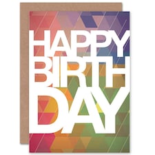 Colourful Geometric Pattern Happy Birthday Greeting Card
