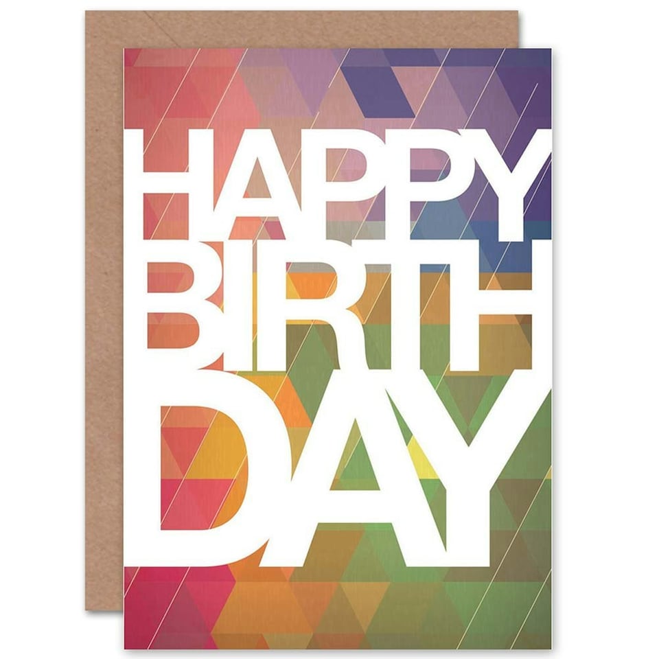 image 1 of Colourful Geometric Pattern Happy Birthday Greeting Card