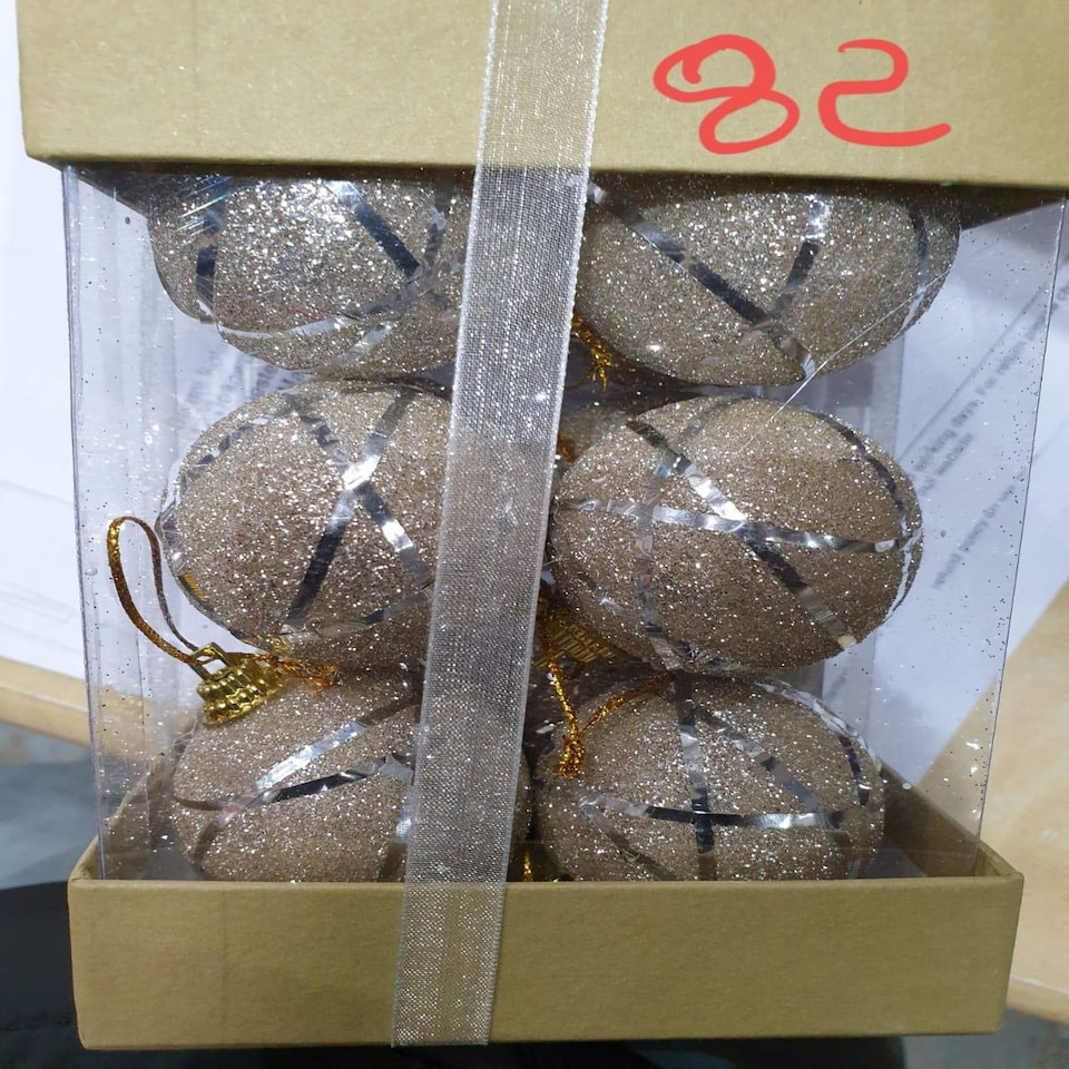 image 1 of Christmas Hanging Baubles Soft Foam Glittered Shatterproof Pendant Ornaments Xmas Tree Table Decorations, Silver, 4cm