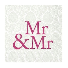 IHR  Mr & Mr Pink&nbsp;Cocktail Napkins 25cm 3ply  20 Pack