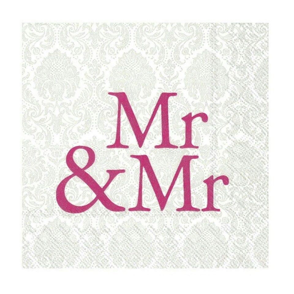 IHR  Mr & Mr Pink&nbsp;Cocktail Napkins 25cm 3ply  20 Pack