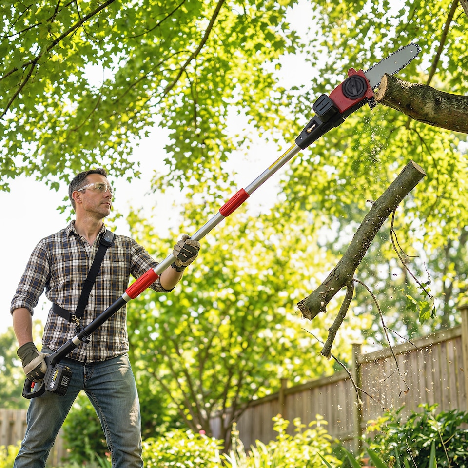 image 1 of Outsunny Cordless Pole Chainsaw, 1.94m/2.56m Electric Chainsaw | Black | Black | 194-256L x 13W x 19H cm