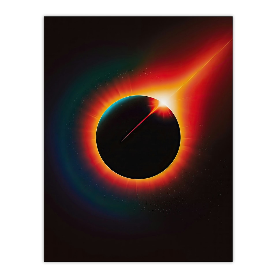 image 1 of Total Solar Eclipse Orange Ring Fire Black Framed Wall Art Print A4