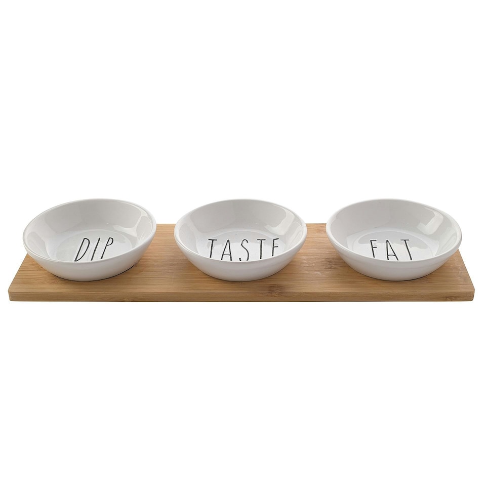 image 1 of Hestia Set Of 3 Snack Bowls On A Wooden Tray