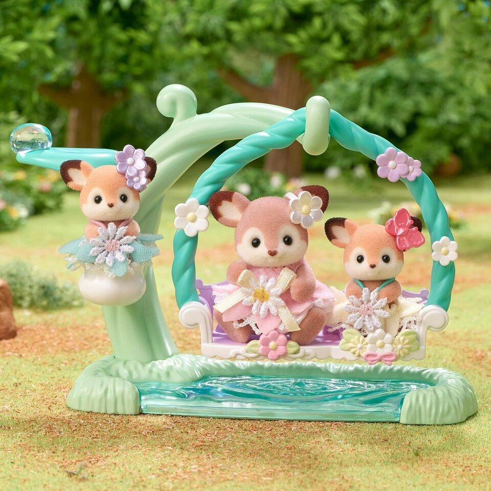 image 1 of Sylvanian Families - Deer Babies Floral Swing Set