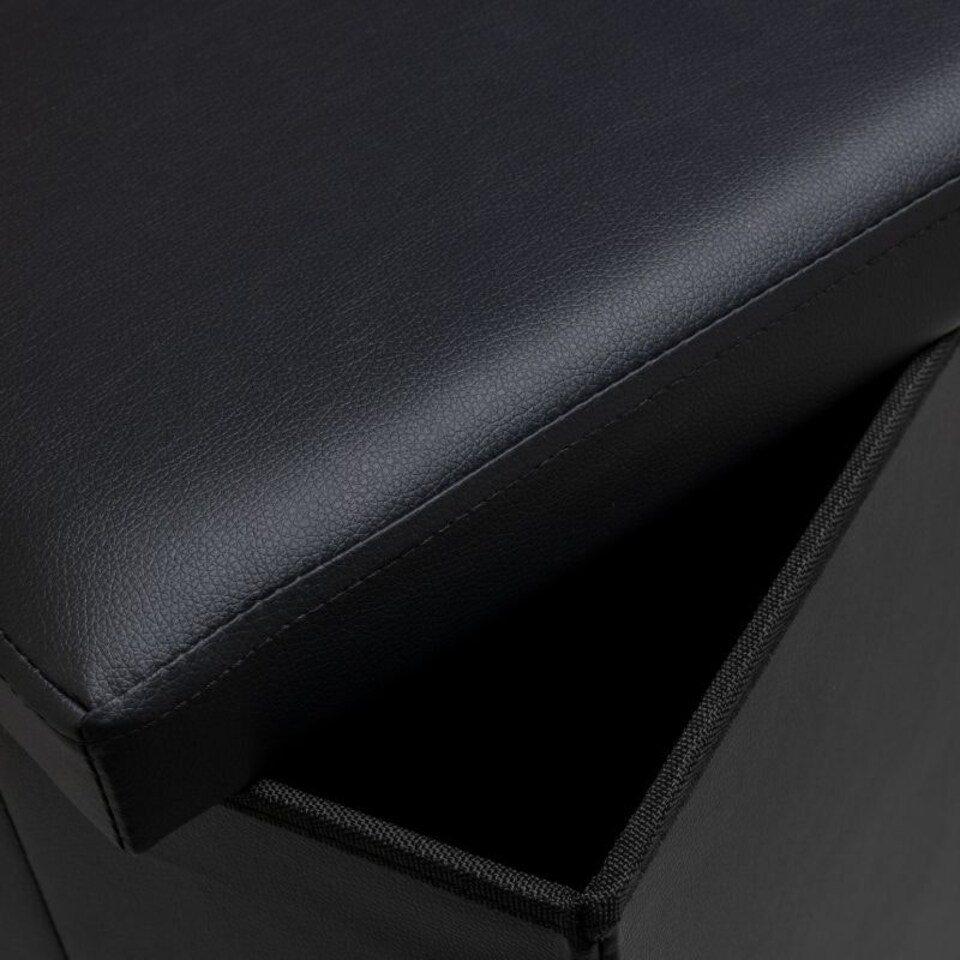image 1 of Faux Leather Storage Ottoman Storage Box With Lid Foldable - 38x38x38cm Square Red