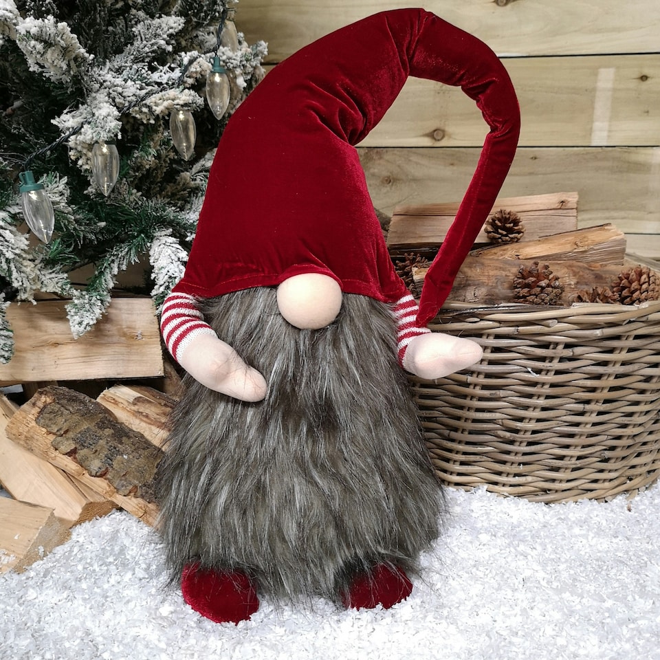 image 1 of 87cm Festive Christmas Gonk Decoration with Furry Body and Red Hat
