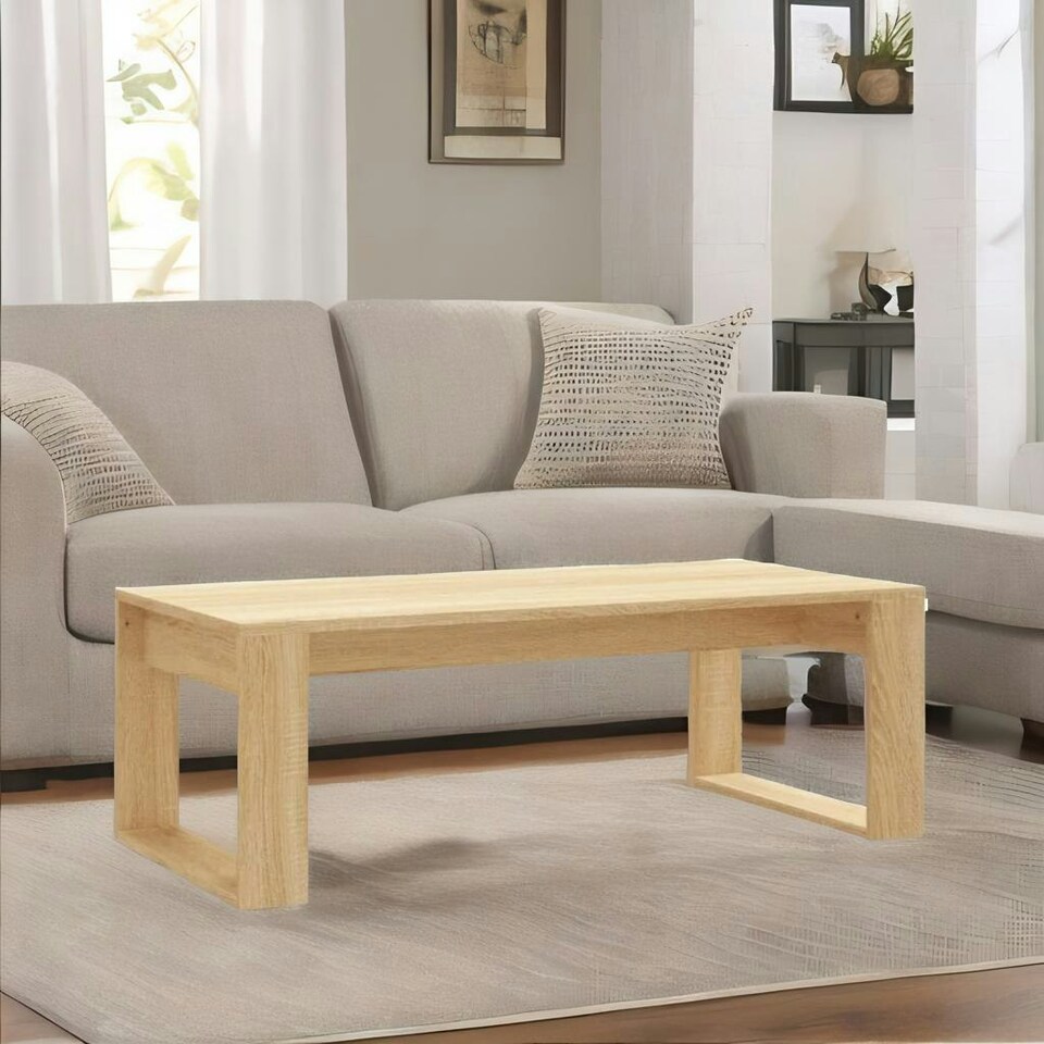 image 1 of Rectangular Coffee Table Living Room Furniture Oak Brown