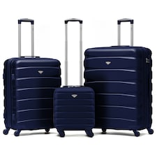 Flight Knight Suitcase Sets 3 Piece, Large Suitcase, Extra Large Suitcase, easyJet Cabin Bag 45x36x20cm Underseat Carry On, 100+ Airlines Approved - BA, Ryanair Blue | Navy | Large