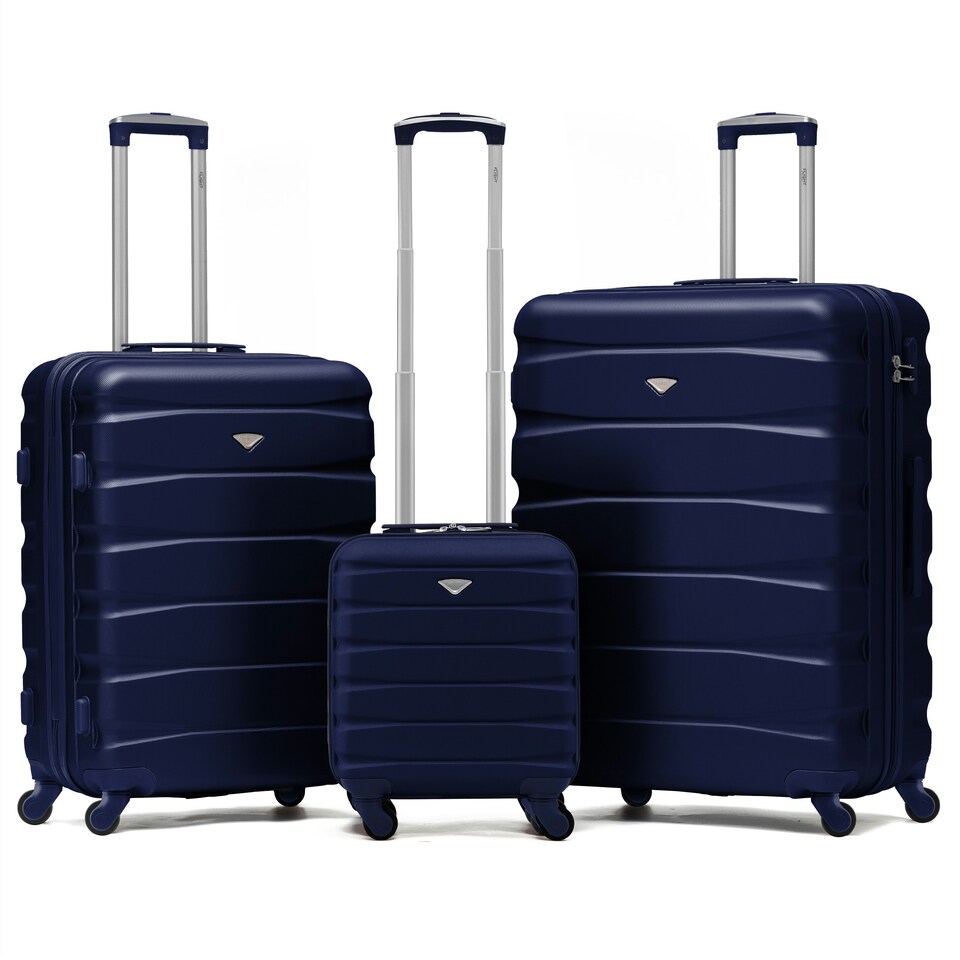 image 1 of Flight Knight Suitcase Sets 3 Piece, Large Suitcase, Extra Large Suitcase, easyJet Cabin Bag 45x36x20cm Underseat Carry On, 100+ Airlines Approved - BA, Ryanair Blue | Navy | Large