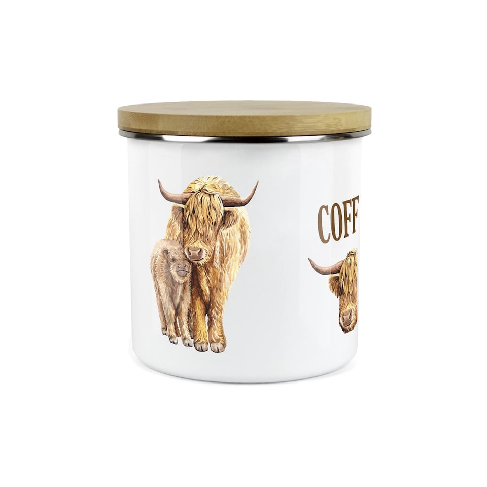 image 1 of Highland Cow Tea, Coffee & Sugar Large Kitchen Canisters - Set of 3