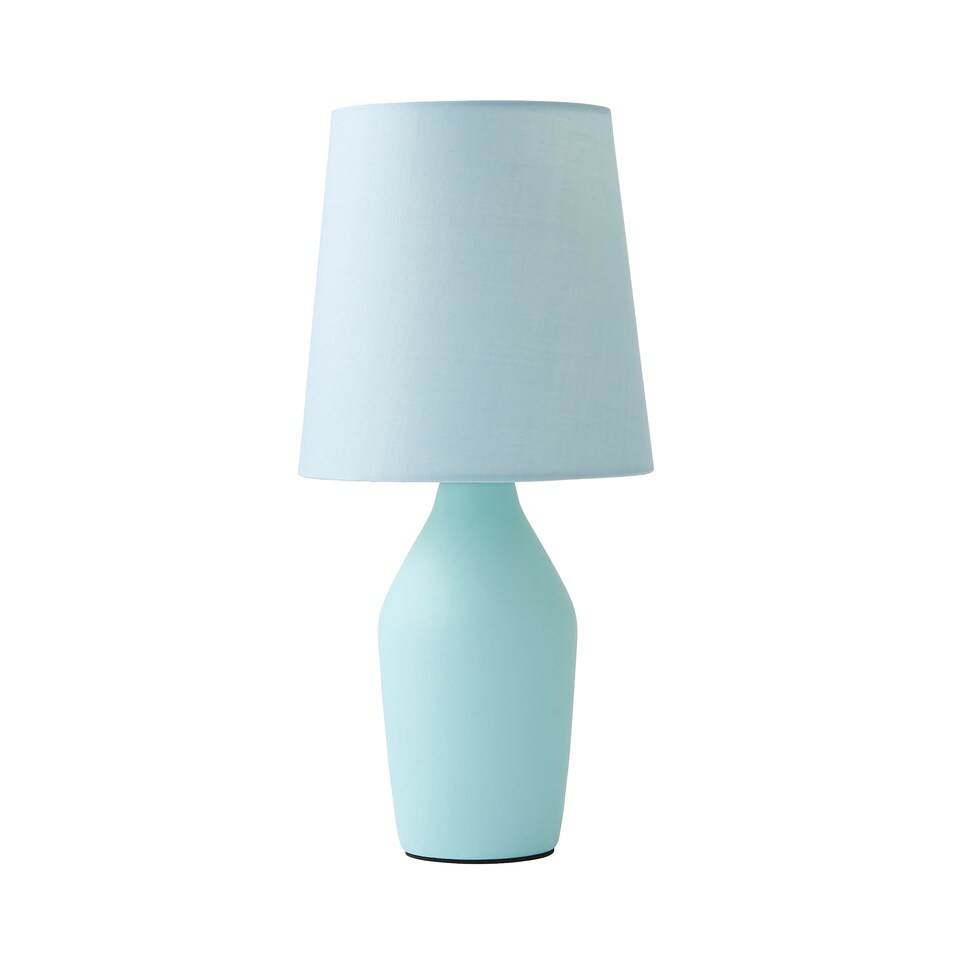 image 1 of ValueLights Arlo Duck Egg Blue Ceramic Table Lamp with Blue Shade