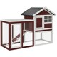 image 6 of PawHut Rabbit Hutch, Bunny Cage Outdoor Wooden House w/Tray & Ramp, Brown