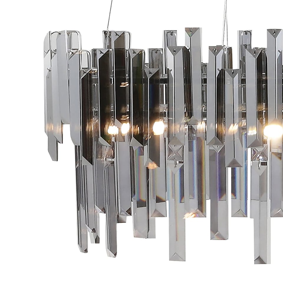 image 1 of Onega 3-Light Chrome Smoked Glass Pendant Ceiling Light