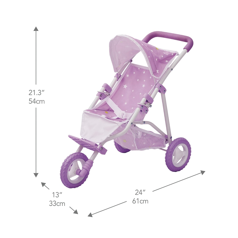 image 1 of Teamson Kids Baby Doll Jogging Stroller Purple / Stars