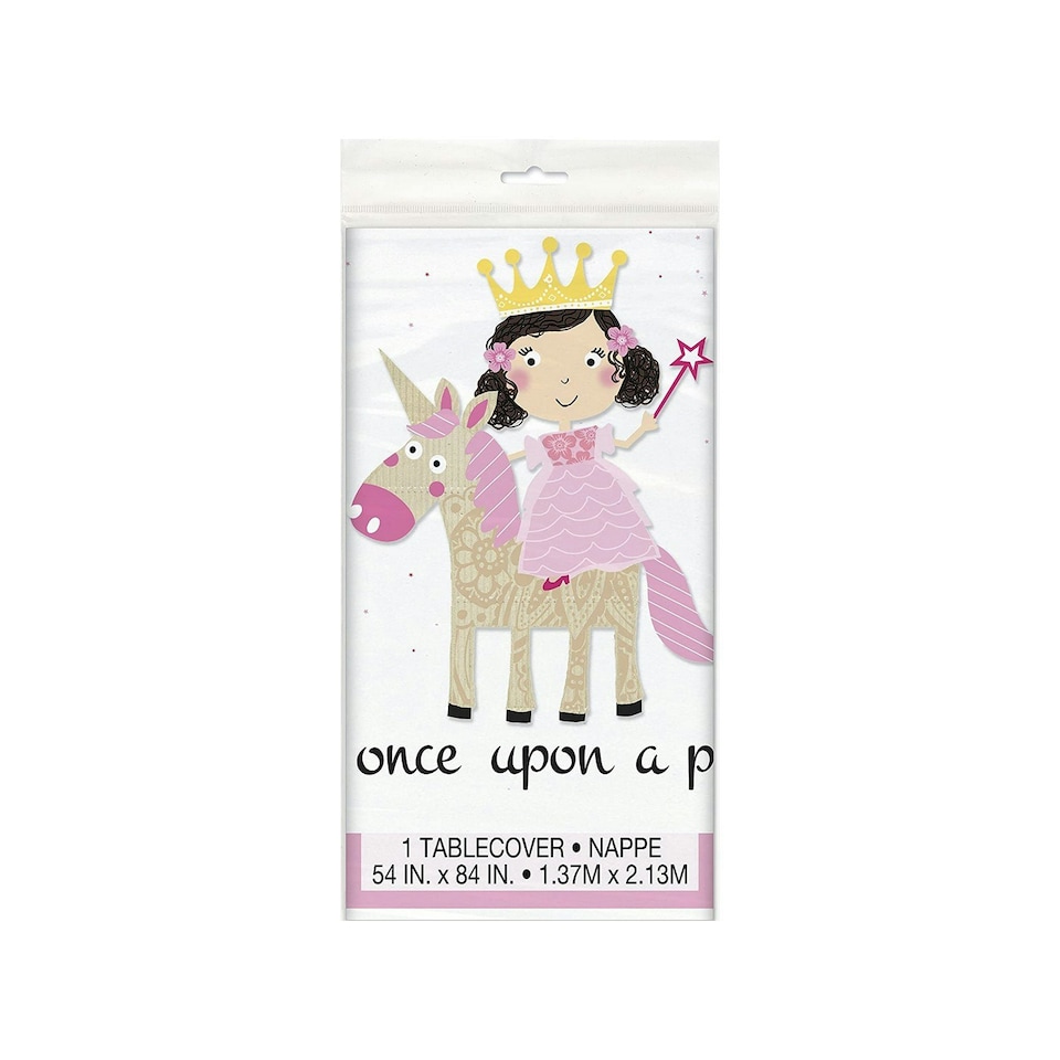 Unique Party Plastic Princess Unicorn Party Table Cover - White/Pink - One Size