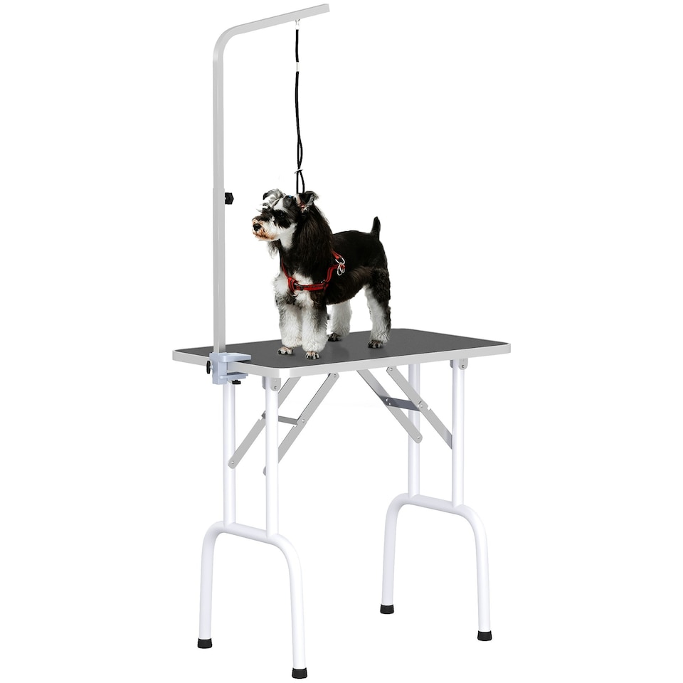 image 1 of PawHut Foldable Dog Grooming Table Adjustable Arm for Small Dogs 81x49x80 cm